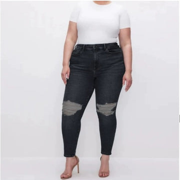 Woochic Pantalon grande taille extensible slim déchiré noir 2 XL